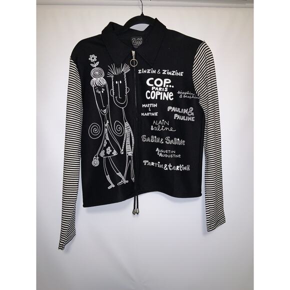 Cop Copine Vintage Jacket Black And White Striped Women’s Size Small / Medium? - Picture 2 of 13